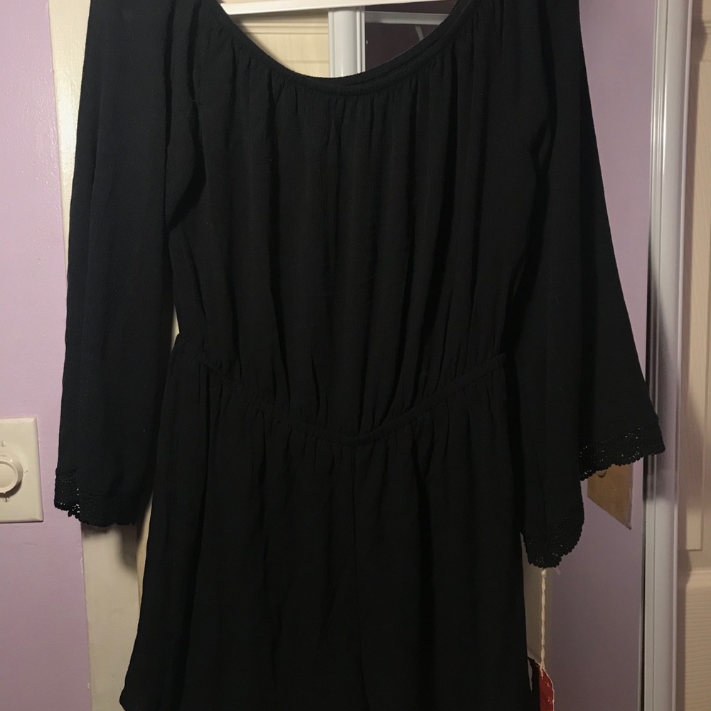 Black off shoulder romper